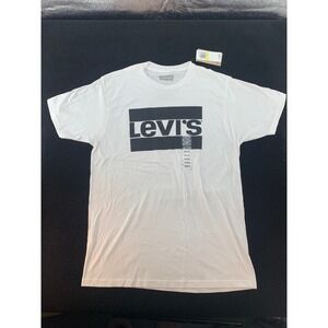 Levi's‎ White Graphic Logo T Shirt Medium Mens NWT
